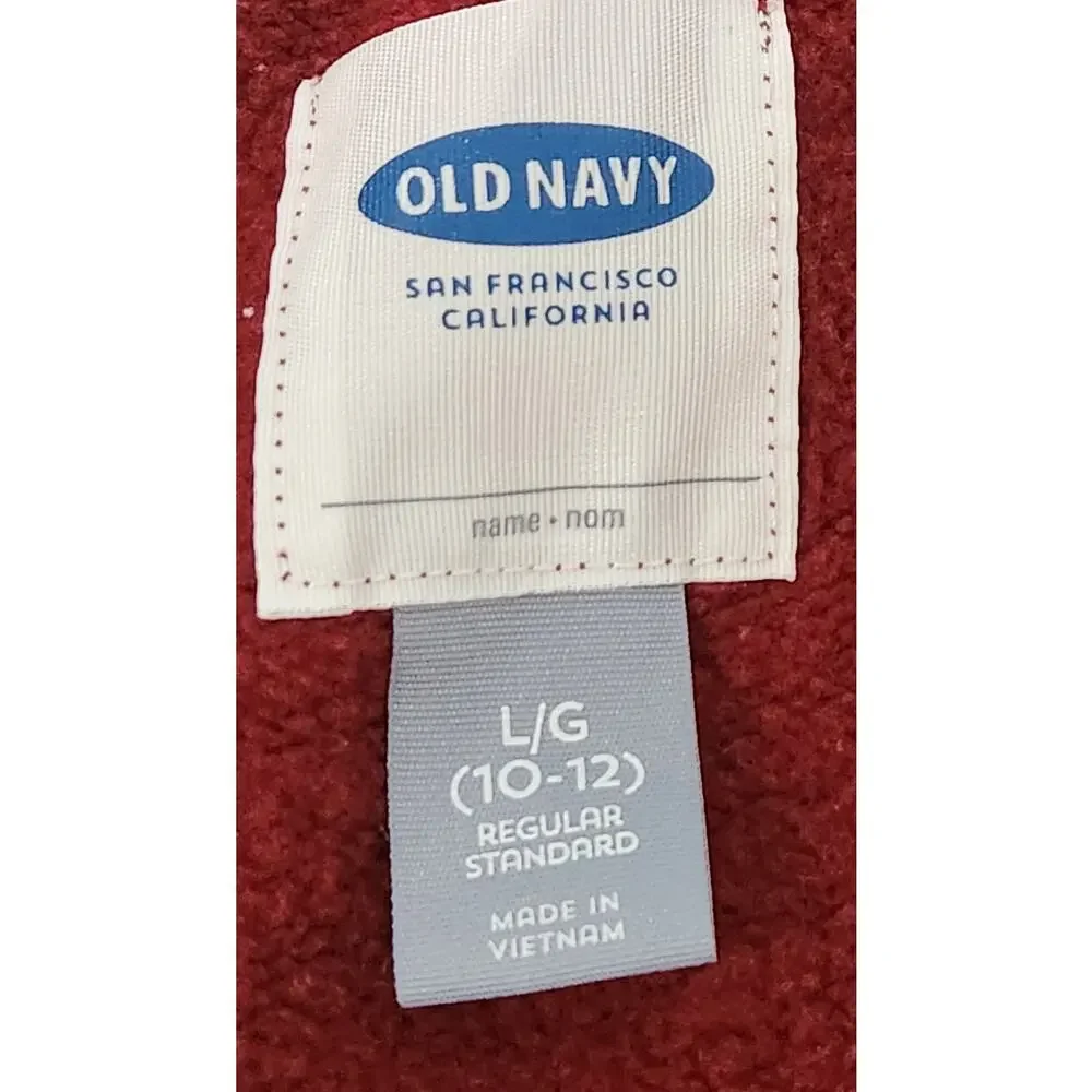 Old Navy Burgundy Gray Full Zip Jacket 10 12 Large Lightweight Soft Long Sleeves